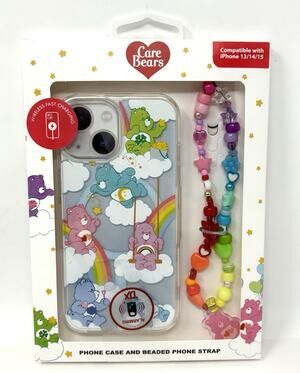Care Bears Skinny Dip iPhone 13 / 14 / 15 Case Beaded Strap Cover NIB